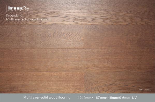 Cheap CE Engineered Wood Floors Multilayer Flooring , 15 / 0.6mm Hand scraped for sale