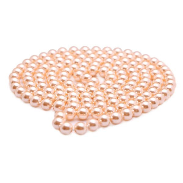 Luxury Pink Round 8mm Shell Pearl Sweater Necklace 55 Inches (N08217)