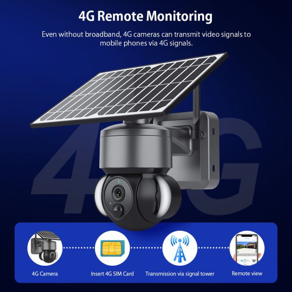 Weatherproof Durable 4G Outdoor Camera Solar , Practical Solar Powered 4G CCTV Camera