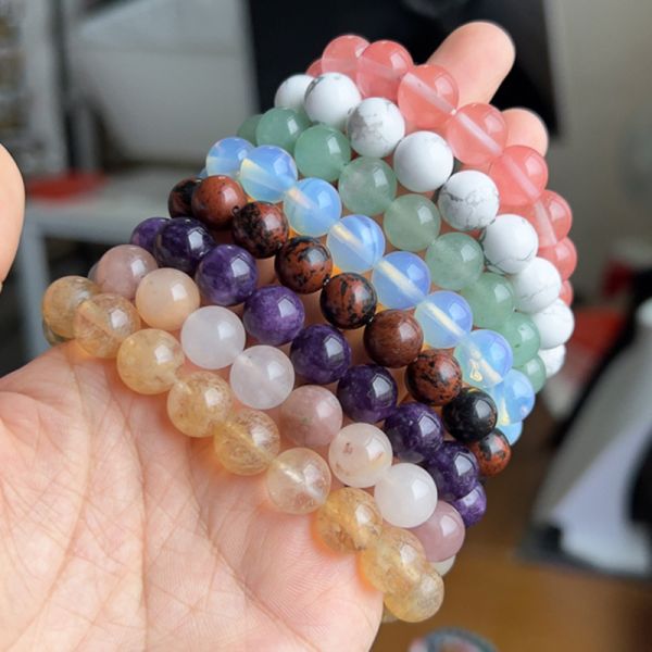 Mens Red Tiger Eye Bracelet Real Lava Natural Bead Bracelets 7.68 Inch