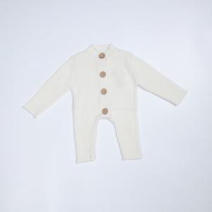 China Unisex Baby Knit Rompers Long Sleeve One Piece Button Down Sweater Jumpsuit Playsuit 100% Cotton Homewear Sleepwear on sale