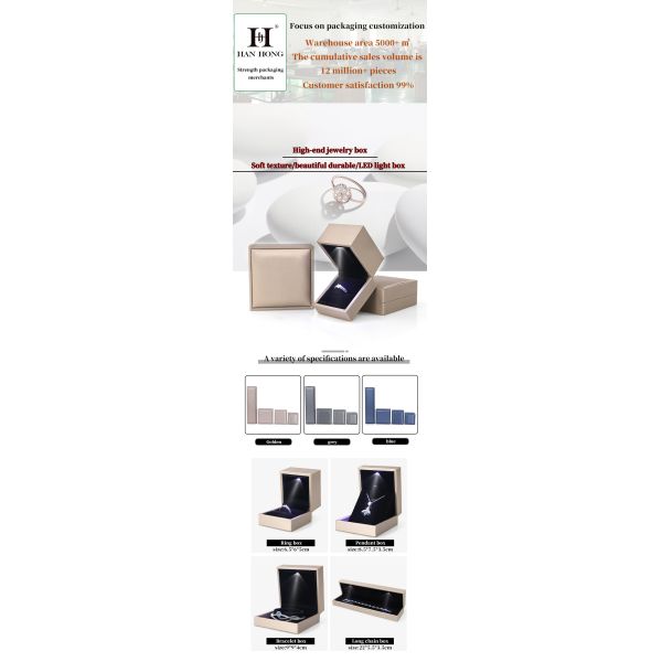 Blue LED Jewelry Box for Luxury Packaging of Earrings Bracelets Necklaces Rings