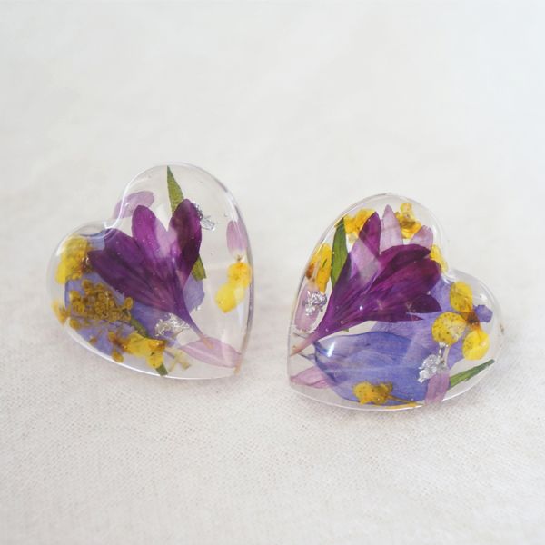 Best Seller Dancing Butterfly Heart Shape Purple Color Crystal Earrings 925 Silver For Sale