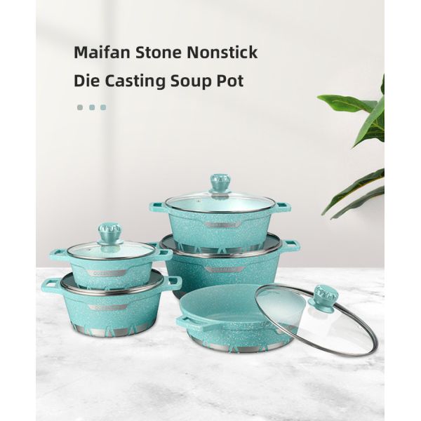 Wholesale 10 Pieces Cooking Pot Set Induction Non Stick Cookware Set Aluminium Kitchen Pot Set