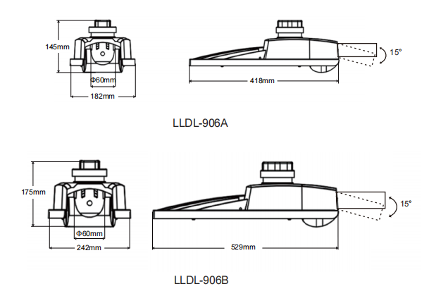 Waterproof IP66 50W 6500LM 6500K 277V LED Roadway Lights