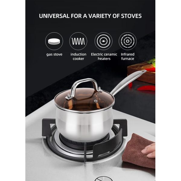 Wholesale 18/8 Stainless Steel Cooking Soup Pot Set Kitchen Ware Double Bottom Induction Pan & Pot Set Cookware Set