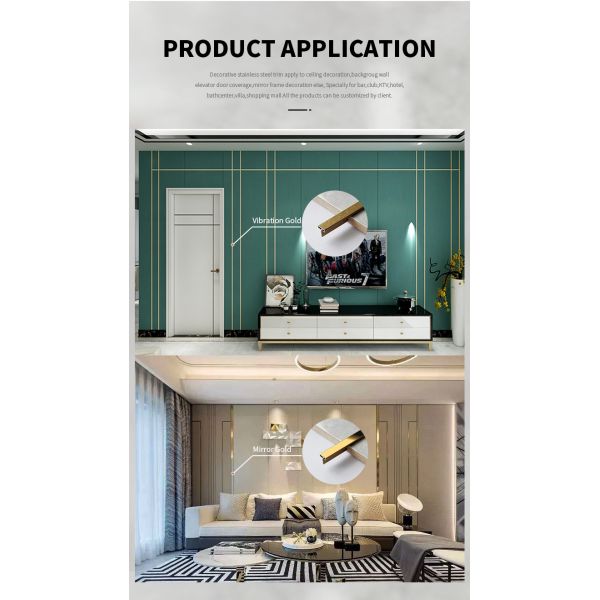 201 304 Free Sample Stainless Steel Edging Floor Trims or Strips for Floor or Wall Decoration