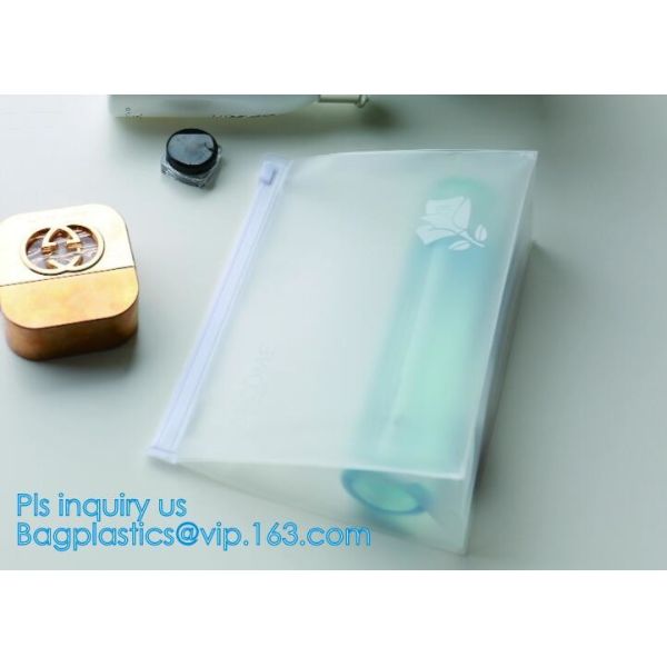 Eco-friendly Red Clear Slider Zipper PVC Cosmetic Make Up Bikini Bag, pvc zipper lock slider bag