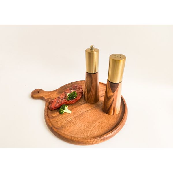 Natural Wood Design Wooden Salt And Pepper Grinders Manual Condiment Grinder Set