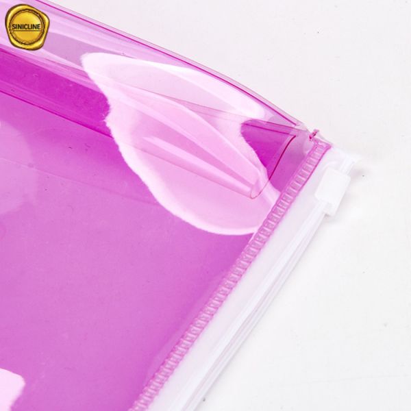 Promotional Clear Waterproof Plastic Cosmetic Packaging Handle Zipper Top Pouch Printed Transparent Pvc Bag