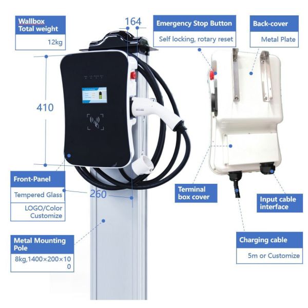 Outdoor AC EV Charger 11kw For Agents Fast Electric Charging Stations