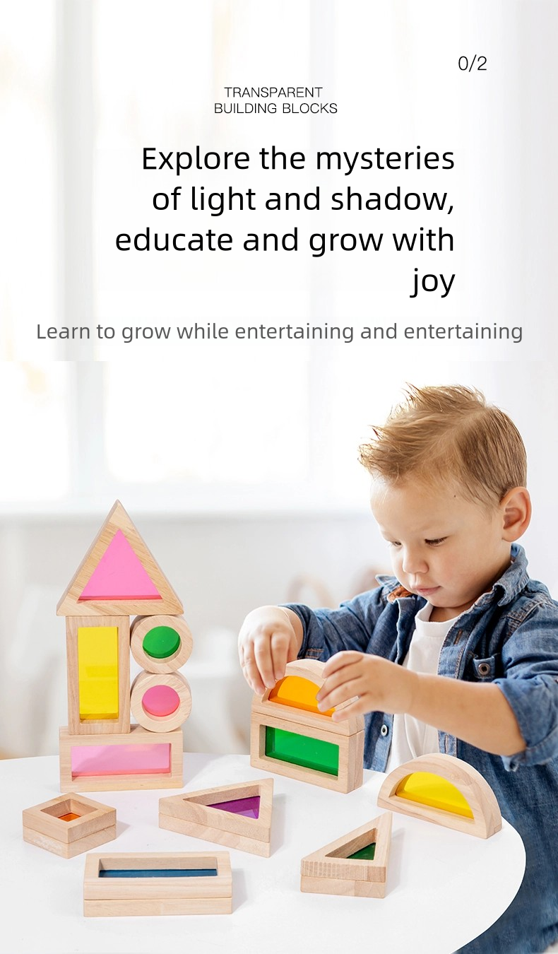 Montessori Wooden Toys Rainbow Sensory Stacking Blocks Acrylic Building Blocks for Kids