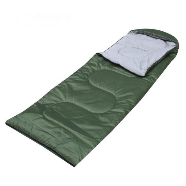 Outdoor Camping Hiking Envelope Sleeping Bag Army Green Waterproof Lightweight For Adults