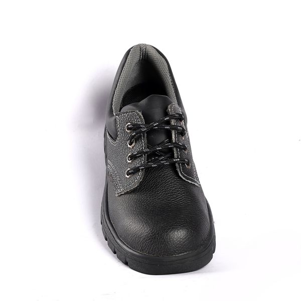 Black Leather Mesh Metal PU Outsole Low Cut Puncture Resistant Construction Work Shoes