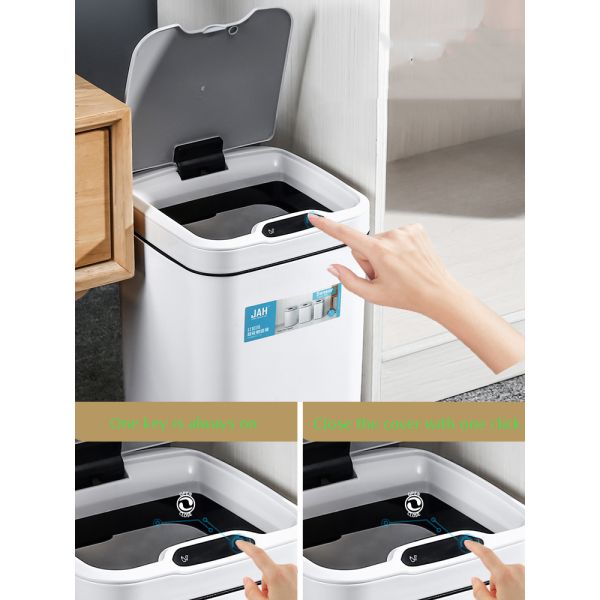 12L White Circular Touch Bucket Charging Dual-purpose Intelligent Motion Sensor Recycling Bin