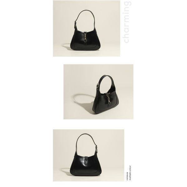 Black Underarm Handbags For Women Genuine Leather Small Bags