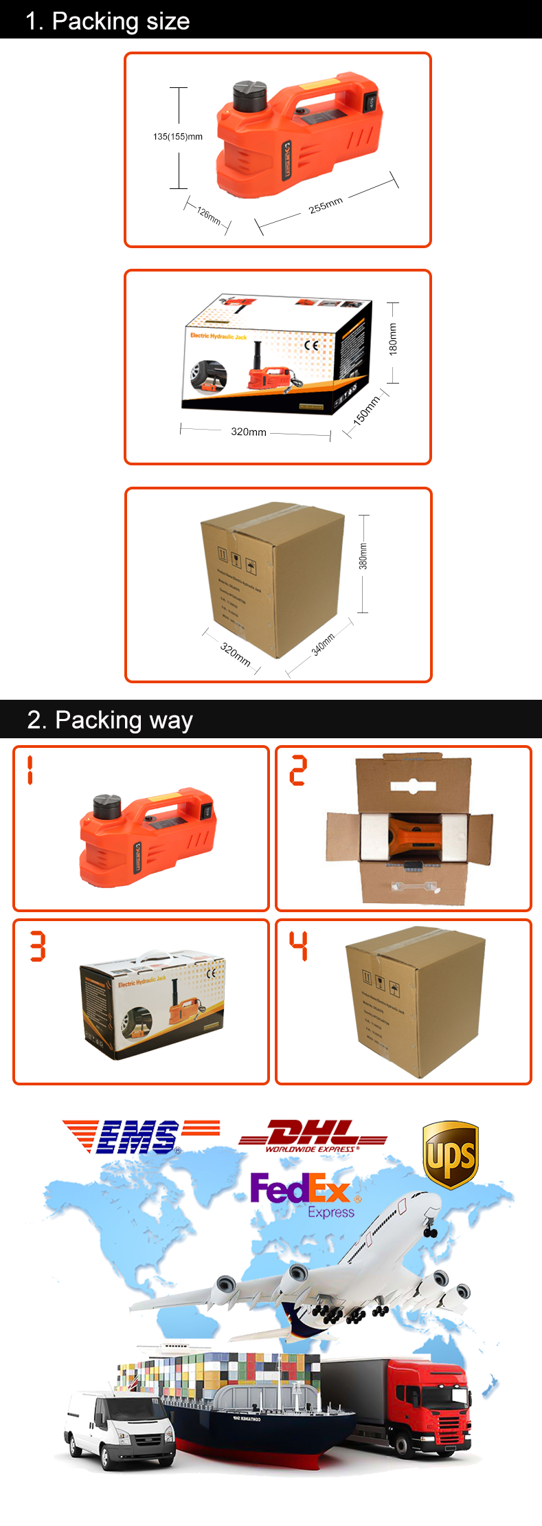 Mini Single Functional 5 Ton Electric Hydraulic Jack In The Box Mechanism For Various Car