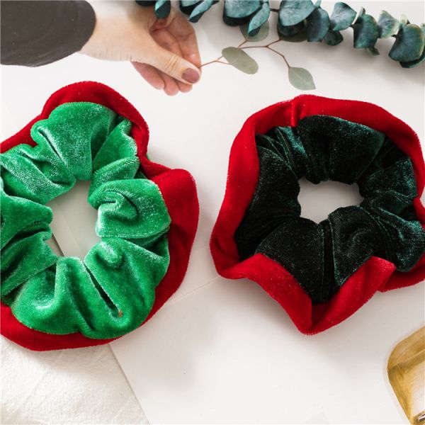 Girl Christmas Hair Accessories Band Ties Elastic Contrast Headband Velvet Scrunchies 10cm