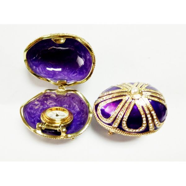 Handicraft faberge egg metal jewelry box Faberge Egg Trinket Jewelry Box with a Pearl Estee Egg Jewelry trinket box