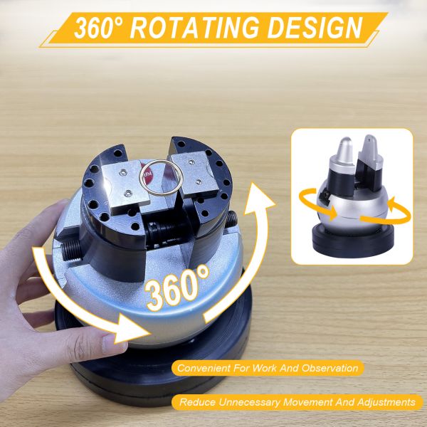 Tooltos Ball Vise 5" Engraving Setting Tool 360° Rotation Engraving Block Vise 34 PCS Attachment
