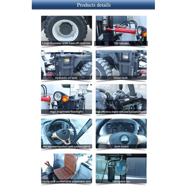 Off Road Rough Terrain 3000kg 30mm Diesel Forklift Truck