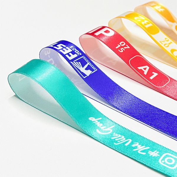 RFID Woven Cloth Wristbands Printing Fabric Bracelets With Plastic Clasp