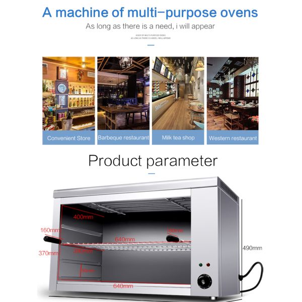 Electric Kitchen Equipment Counter Top Salamander Oven with Temperature Selector 50-300C