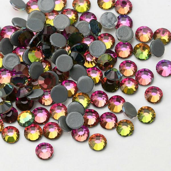 14 / 16 Facets Small Rhinestone Studs , Glass Material Pink Loose Rhinestones