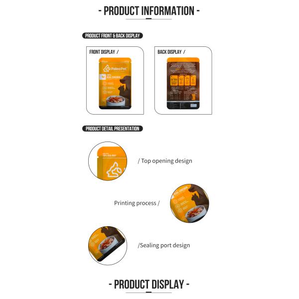 Custom Plastic Ziplock Pet Food Bag Moisture-Proof Pet Packaging Bags For Dog Cat Food