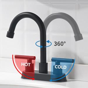 Quality Black Bathroom Monobloc Kitchen Taps 4 Inch Centerset Faucet 2 Handle wholesale