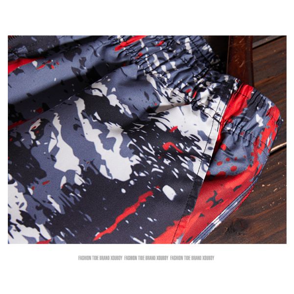 Digital Offset Printing Gradual Mens Red Boardshorts With Pockets