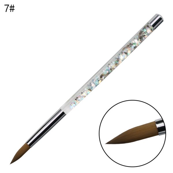 Glitter Handle Nail Art Brush Size 5-7 Kolinsky Acrylic Liquid Nail Art Tools