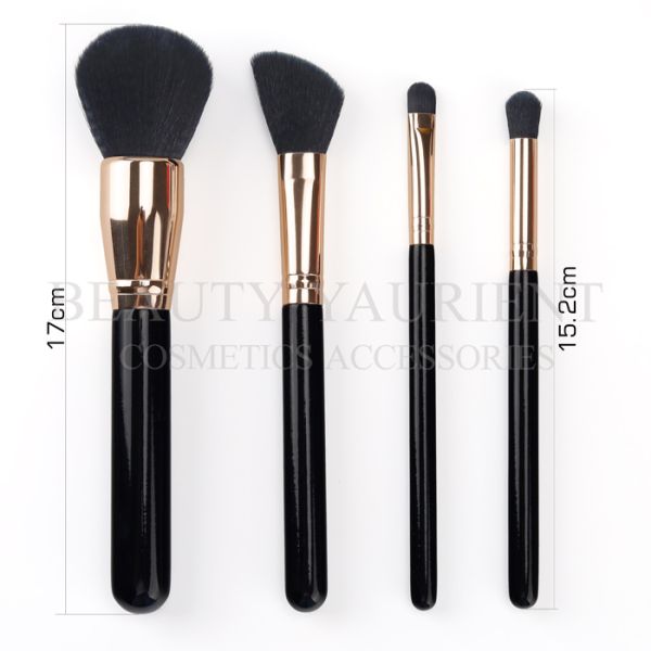 Assorted Shape Face Makeup Tools 4pcs Makeup Brush Kit Aluminum Ferrule