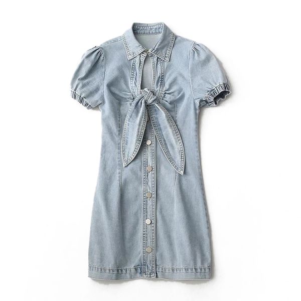 Oem Factory Manufacturer Custom Logo Elastic Slim Fit Denim Dress Street Custom Denim Clothing