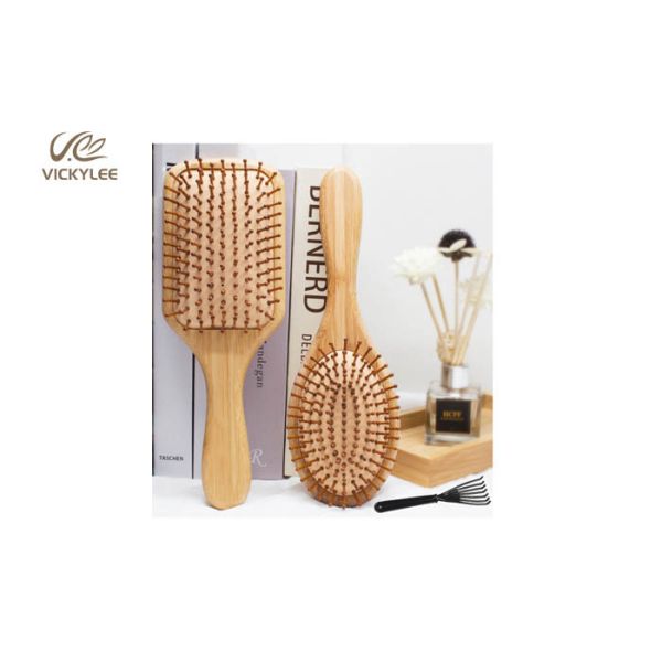 Square Shape Rubber Air Bag 10 Inch Wooden Handle Hair Brush