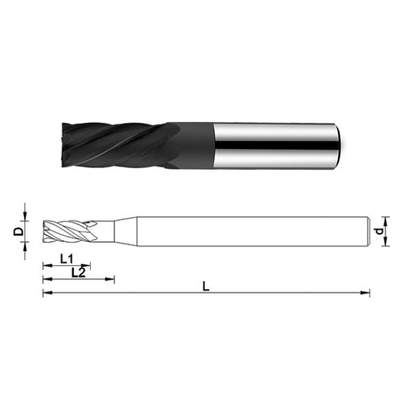 High Precision Diamond Coating Solid Carbide End Mill Cutter For Graphite Processing