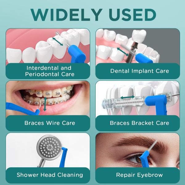 50 Count Angle Interdental Brushes For Braces L Shaped 5 Sizes 0.6mm-1.2mm