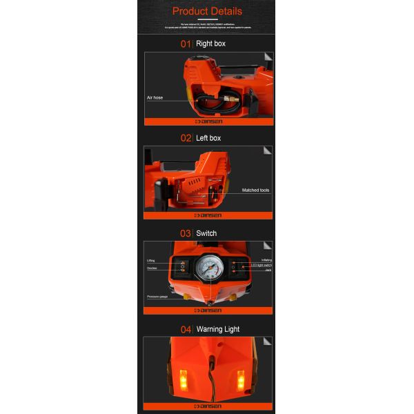 3 Ton 5 Ton Multifunctional Hydraulic Floor Jack With Air Compressor Black