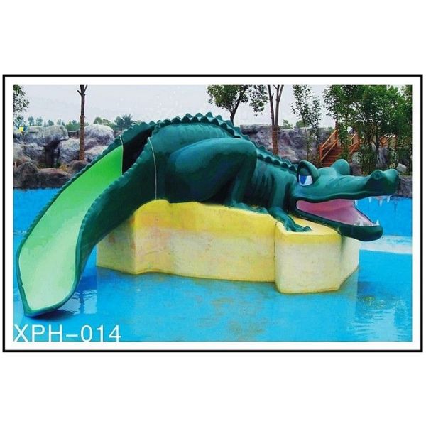 Kids' Small Water Pool Slides , Fun Water Park Fiberglass Crocodile Slide