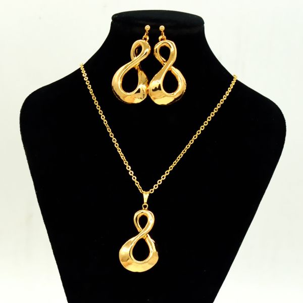 Vintage jewelry Pendants Necklaces Earrings Set For Women 18K Real Gold Plated