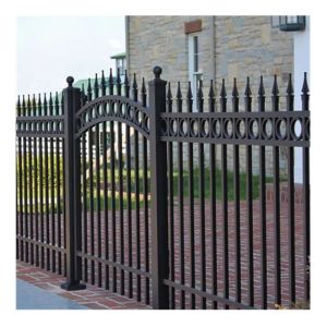 Farm Fence 6ftx8ft Black Metal Garden Fence with Anti-Rust Galvanized Coating