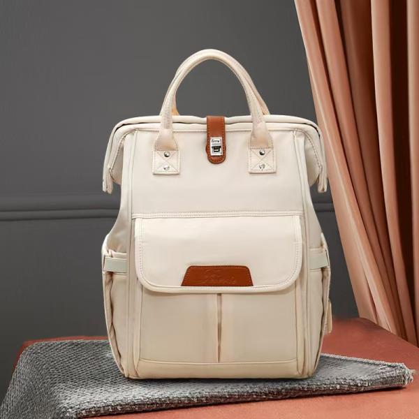 Large Capacity Multi-Functional Diaper Bag for Moms Geometric Pattern Waterproof Cotton Handheld Backpack