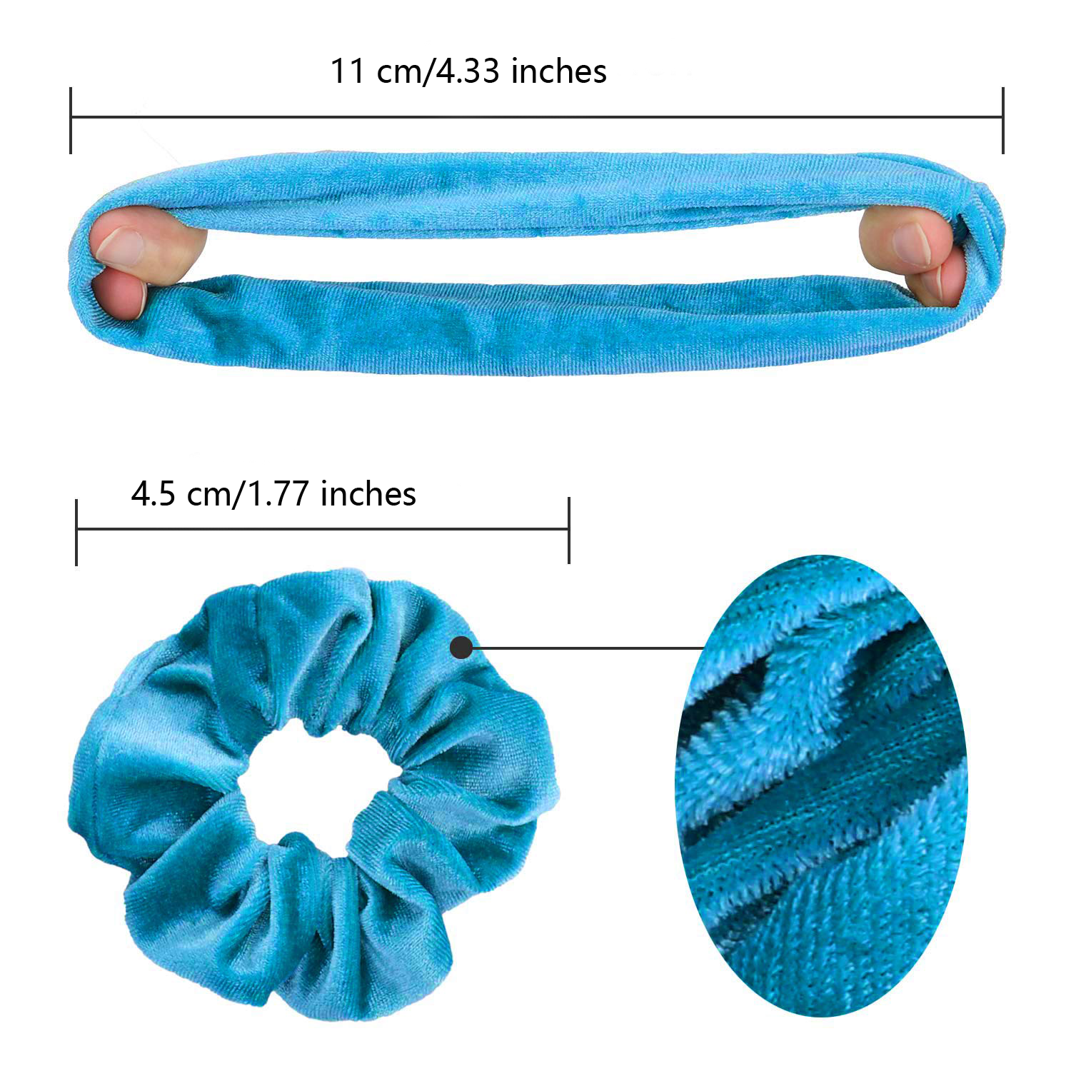 Solid Color Elastic Velvet Hair Tie , 6cm 0.03kg Medium Velvet Scrunchie