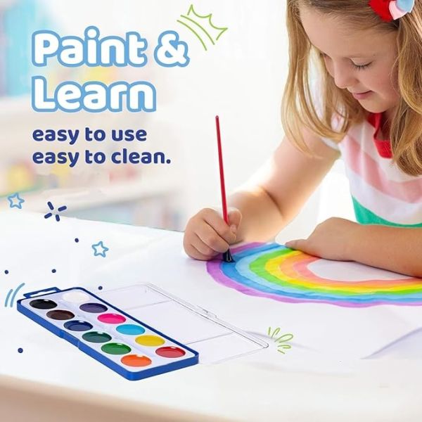 12 Watercolor Washable Acrylic Paint Kit With Paintbrush For Kids and Adults