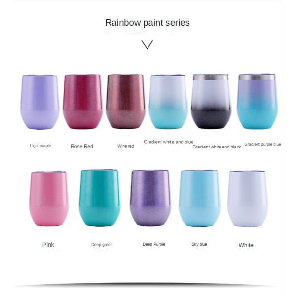 12 Oz Insulated Wine Tumbler With Lid And Straw Stainless Steel Stemless Wine Tumbler