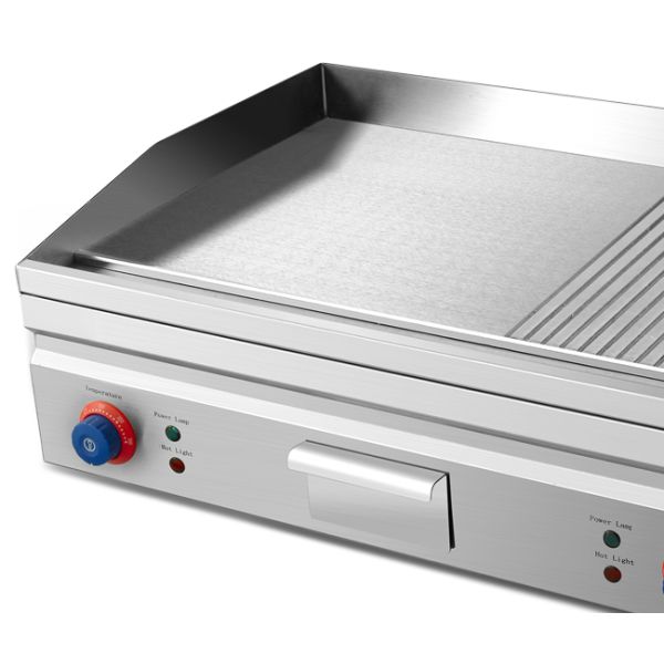 Small Commercial Griddle For Hotel Electric 1/3 Grooved Grill With Mirror Grilled Plate