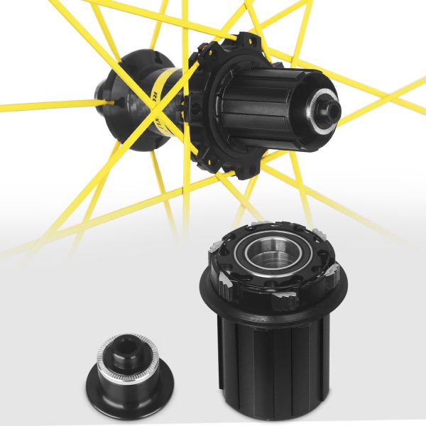 700C Yellow Logo Road Bike Wheelset 144Rings Disc Brake Six-Claw Knife Ring Wind-Breaking Flat Spokes Aluminum Alloy 700C