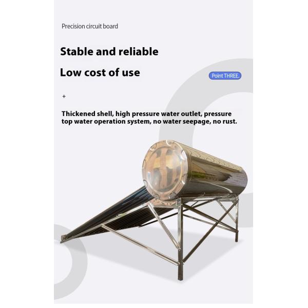 All Stainless Steel Vacuum Tube Solar Water Heater Electric Freestanding for Household Use Manufactured for Bath Solar Water
