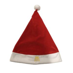 Quality 0.4M 15.75in Red Velvet Santa And White Christmas Hat With McDonald Logo wholesale
