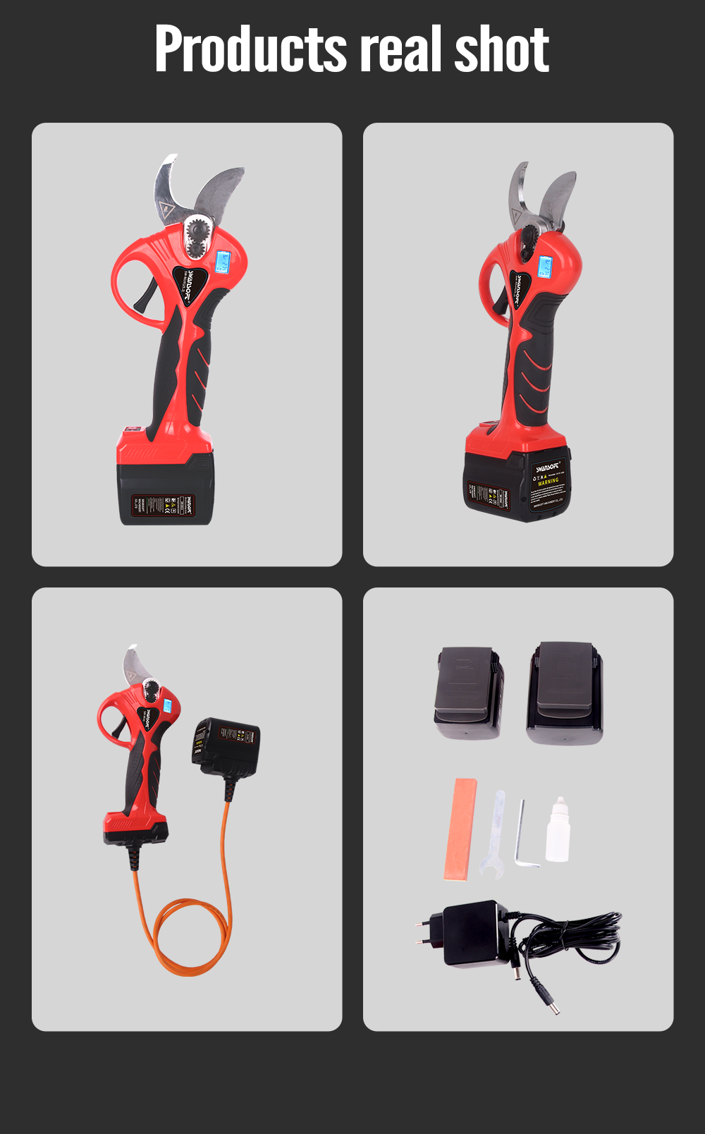 SWANSOFT Cordless Electric Pruning Shears 36mm Cutting Diameter With Progressive Cutting Pruning Shears